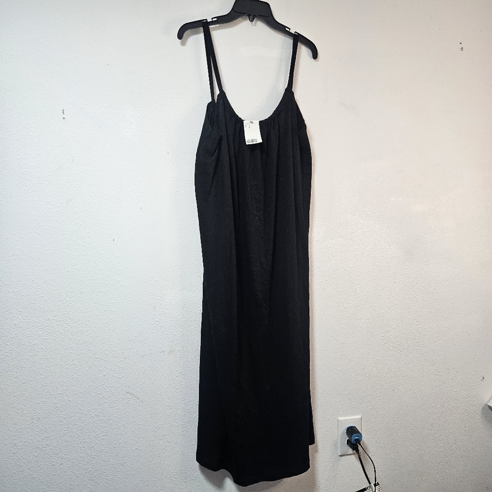 H&M Black Maxi Dress Size M Black Lounge Cotton NWT